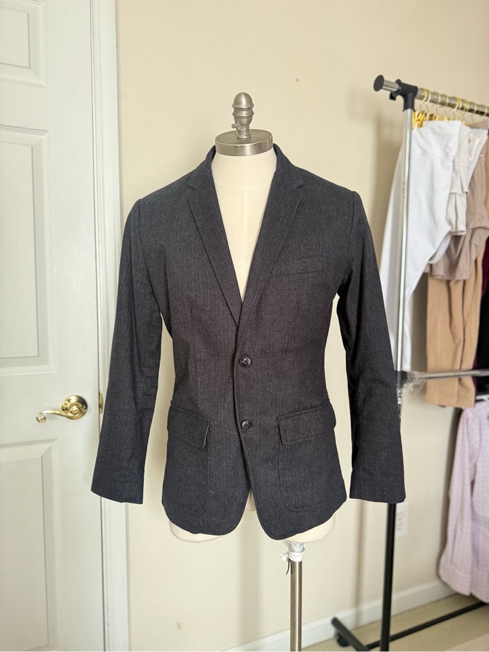 GAP Men's Dark Charcoal Two-Button Blazer